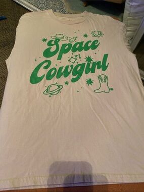 Space Cowgirl Graphic Tee - with Green Print